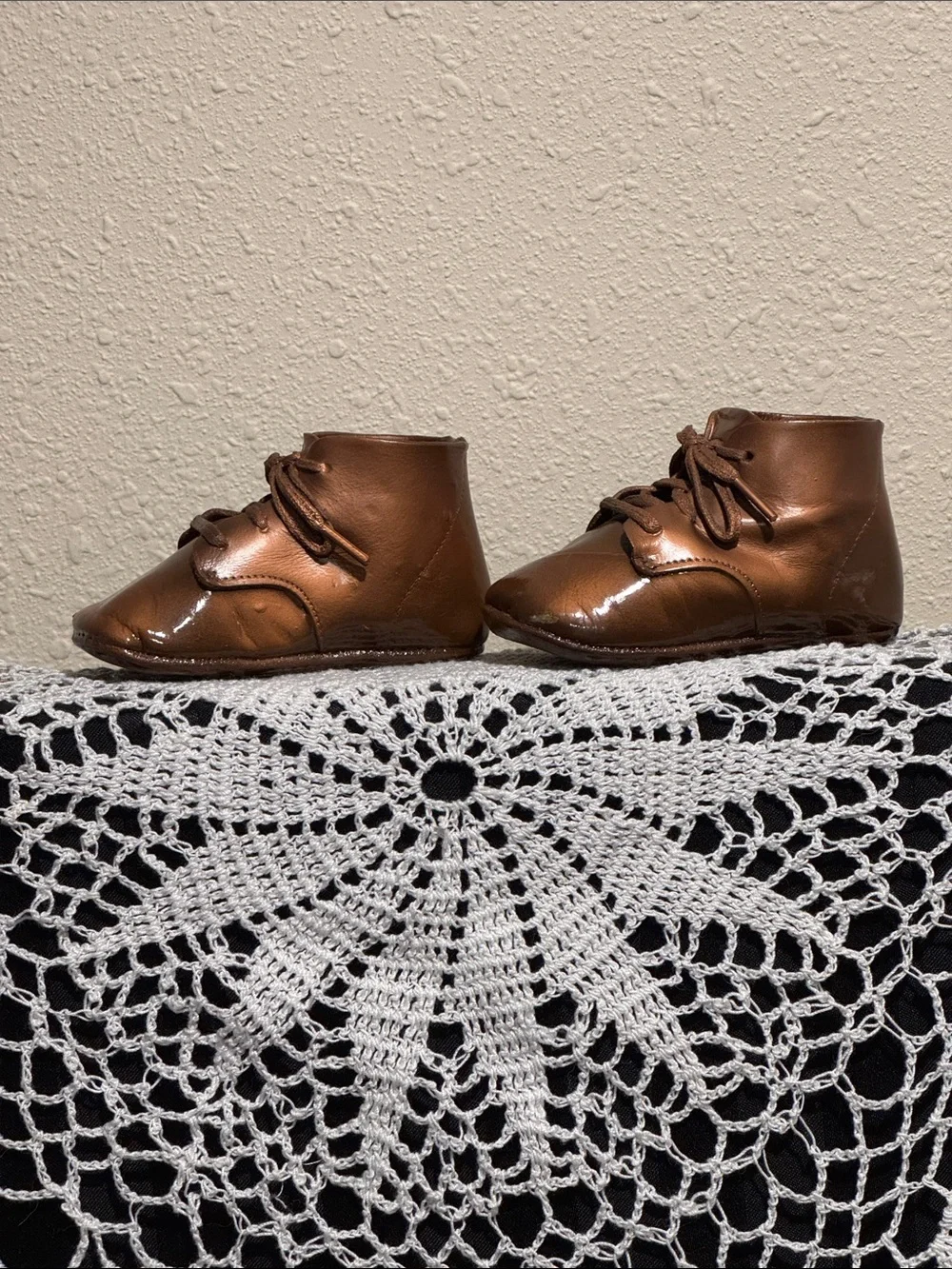 Toddler Lace-Up Ankle Boots Bronze Sprayed -From 1960’s
